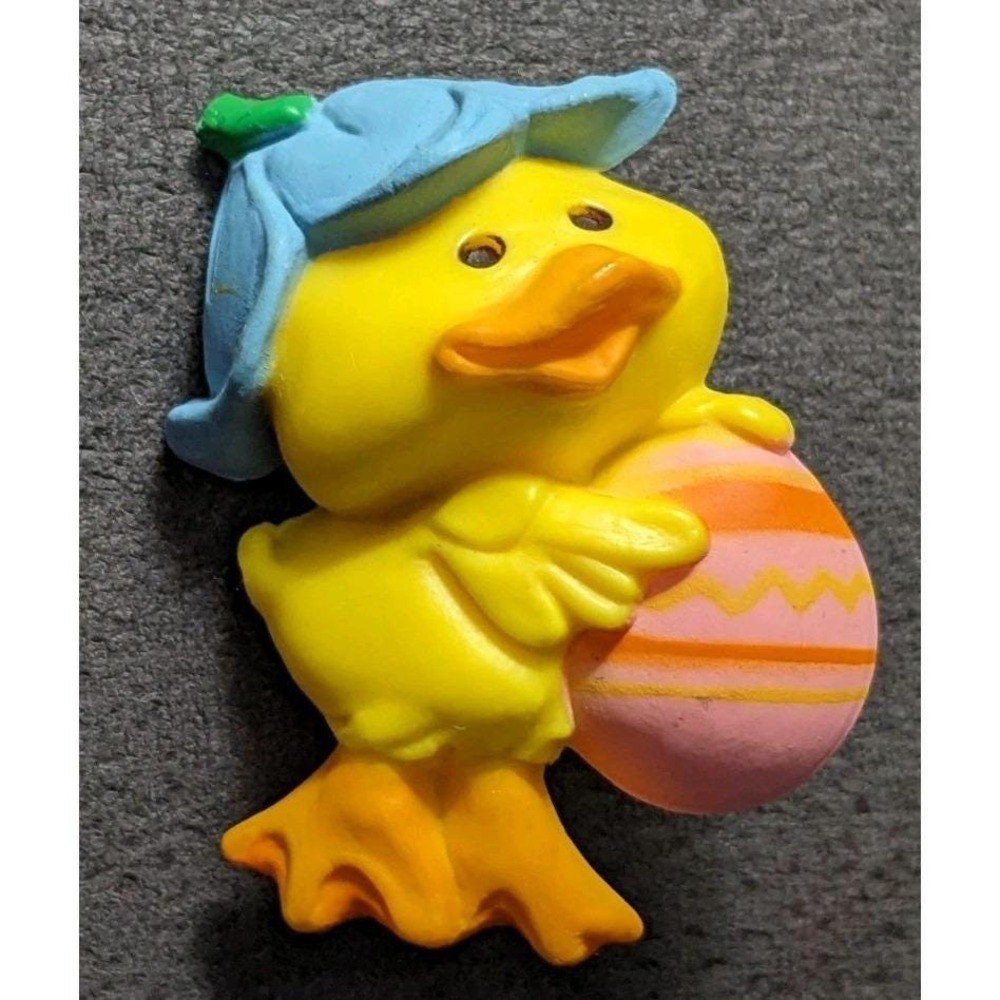 Vintage Hallmark Easter Pin Yellow Duckling Egg 1980's Flower Duck Spring